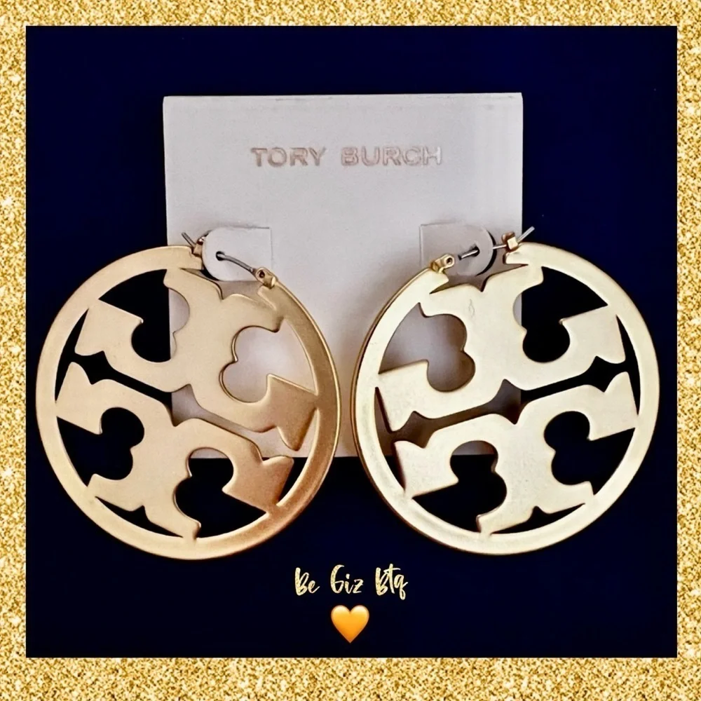 🔥🔥Tory Burch Authentic Miller Matte Gold Hoop Earrings